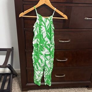 Lilly Pulitzer Green and White Leaf Print Jumpsuit
